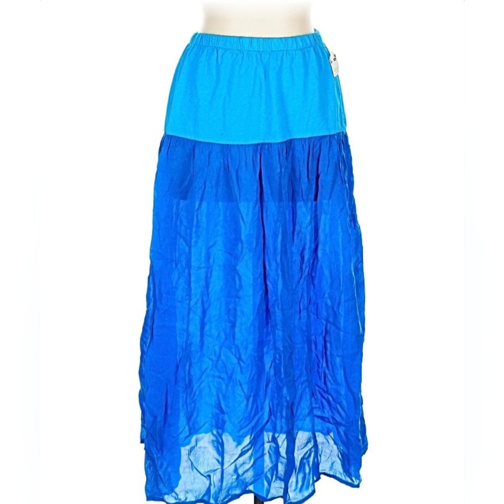 Blue Two-Tone Maxi Skirt